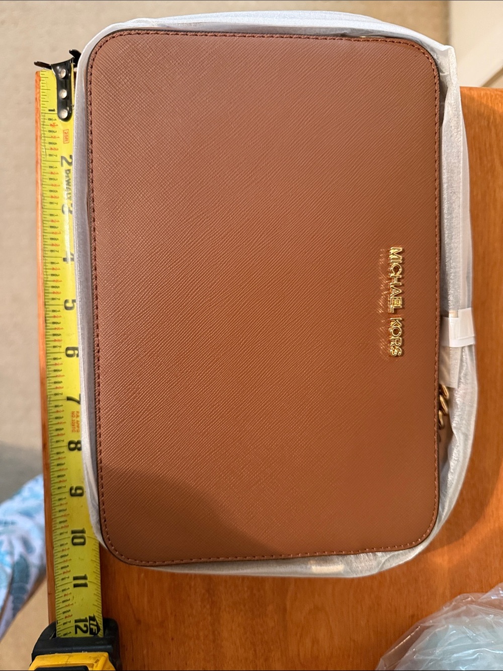 Michael Kors Tan Leather Crossbody with Gold Logo